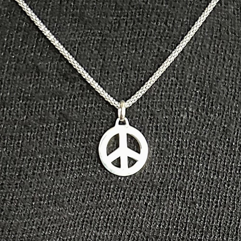 STERLING SILVER 925 Peace Symbol Pendant and CHAIN